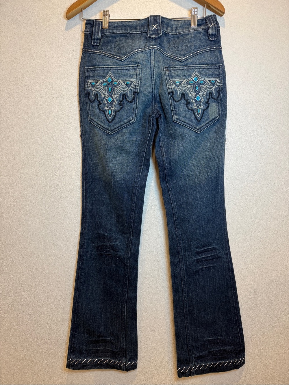 Antik Denim Y2K Turquoise Cross NWT Low Rise Bootcut Jeans 27